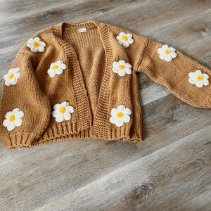 Altar’d State Daisie 3D Floral Cardigan Mustard